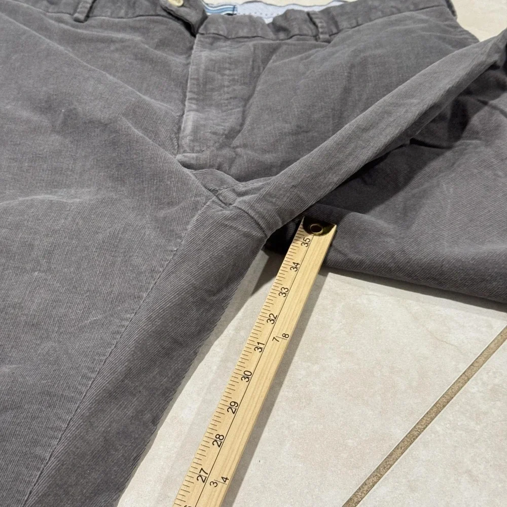 Peter Millar Pants Mens 38x35 Gray Corduroy Stretch Chino Pima Cotton Flat Front